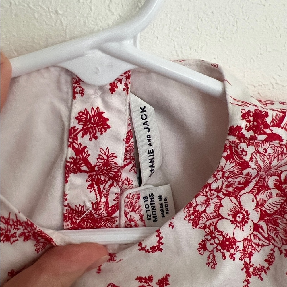 Janie and Jack Red Toile Baby Dress - Picture 2 of 6